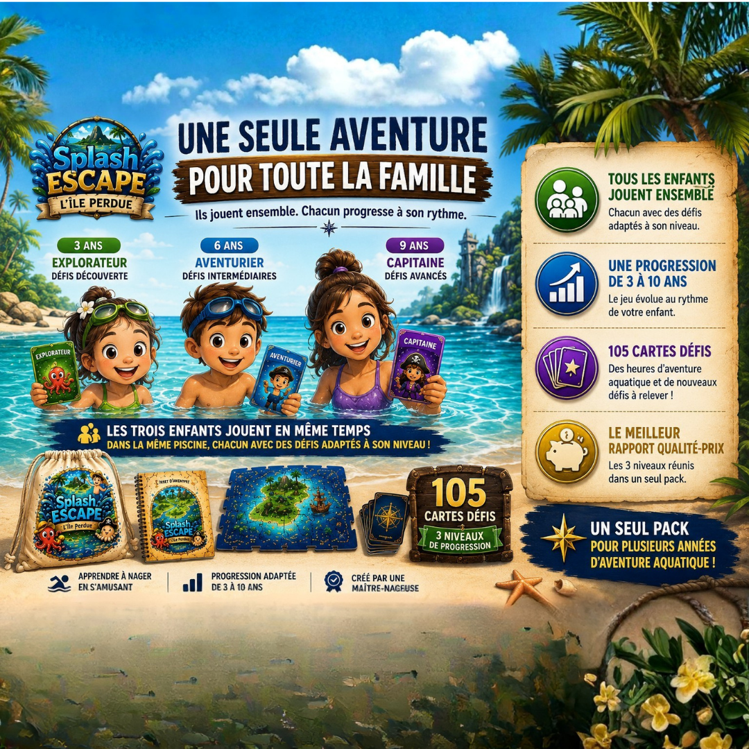 💦🏝 SPLASH ESCAPE: Pack Famille - niveau 1 à 3 inclus